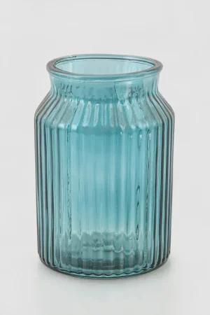 Vase strié bleu Offre Spéciale